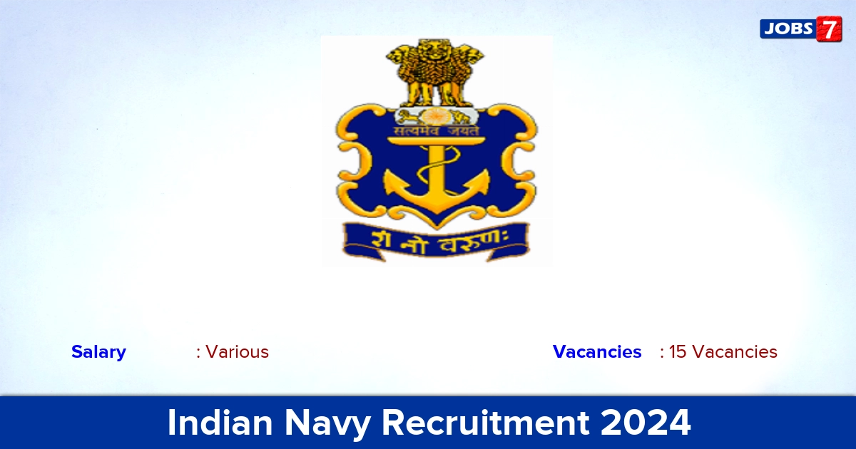 Indian Navy Recruitment 2024 - Apply Online for 15 Executive vacancies