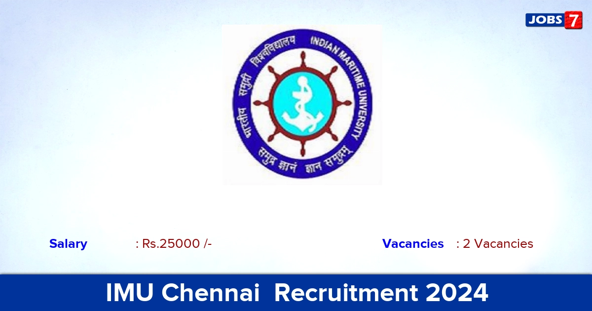 IMU Chennai  Recruitment 2024 - Apply Online for JRF, Research Assistant  Jobs