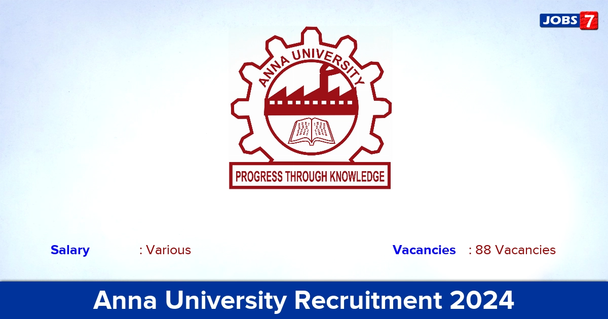 Anna University Recruitment 2024 - Apply Offline for 88 Assistant Professor vacancies