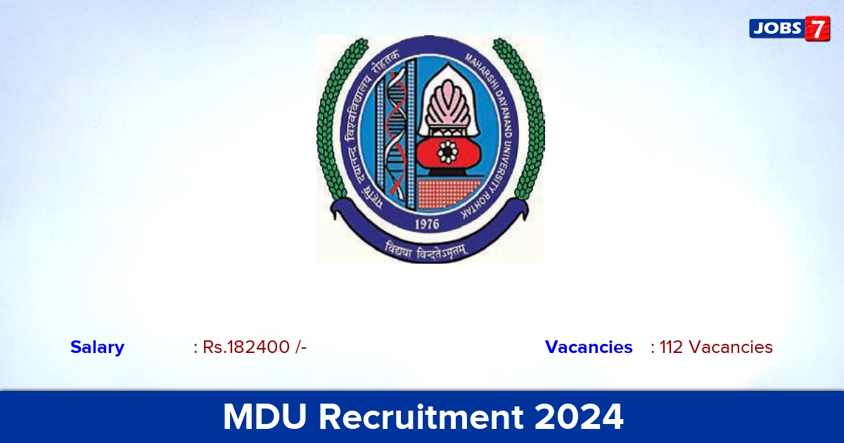 MDU Recruitment 2024 - Apply Online for 112 Assistant Professor vacancies