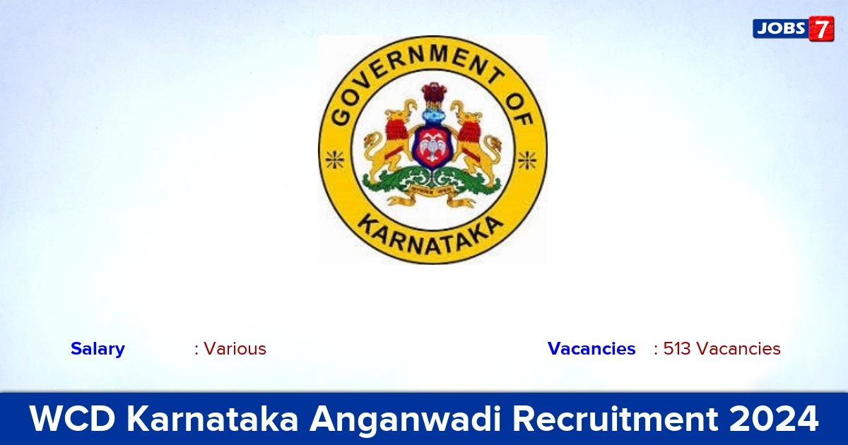 WCD Karnataka Anganwadi Recruitment 2024 - Apply Online for 513 Anganwadi Worker Vacancies