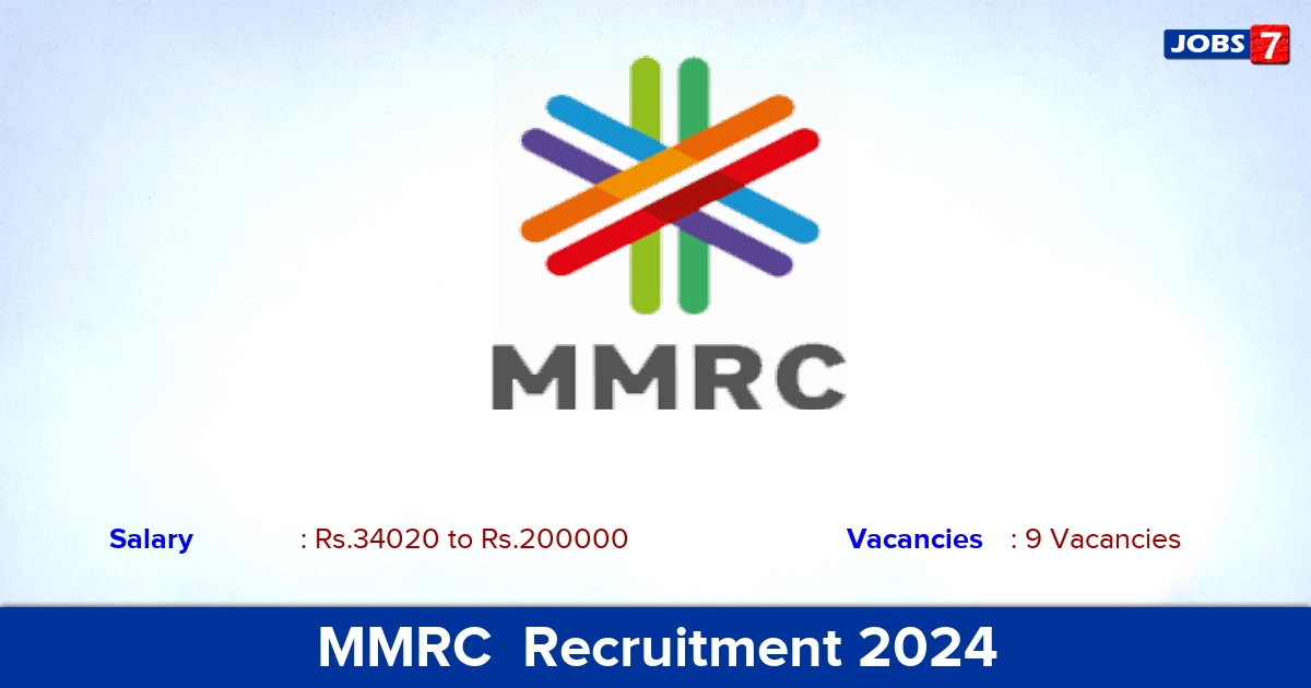MMRC  Recruitment 2024 - Apply Online for  Deputy Engineer, Senior Assistant Jobs