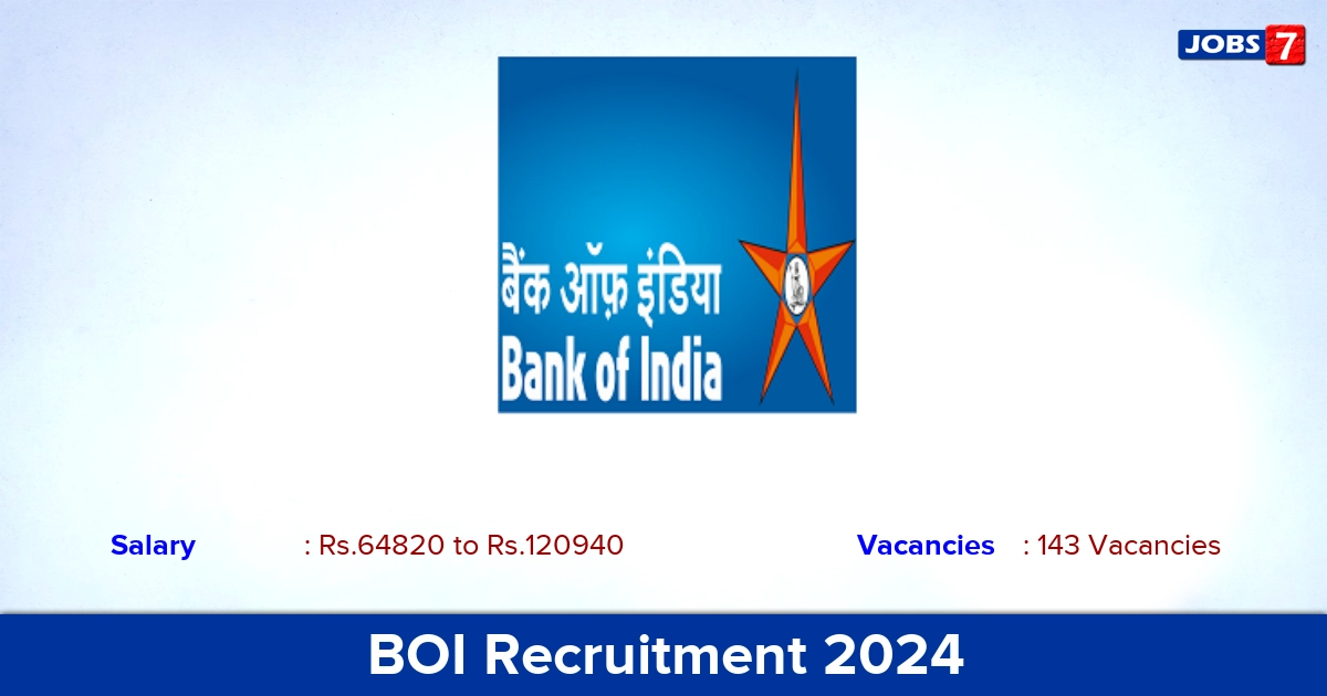 BOI Recruitment 2024 - Apply Online for 143 Credit Officer Vacancies