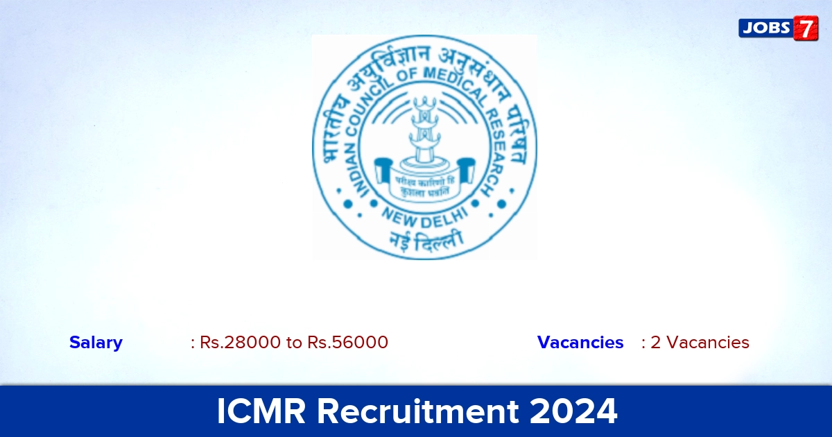 ICMR Recruitment 2024 - Apply Online for Project Research Assistant Jobs
