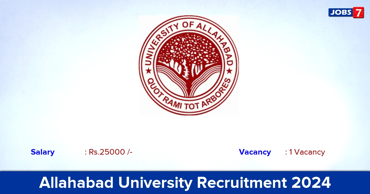 Allahabad University Recruitment 2024 - Apply  for Project Associate Jobs