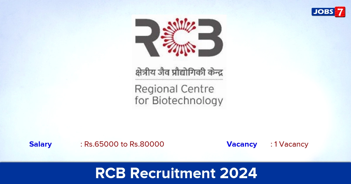 RCB Recruitment 2024 - Apply Online for Consultant Jobs