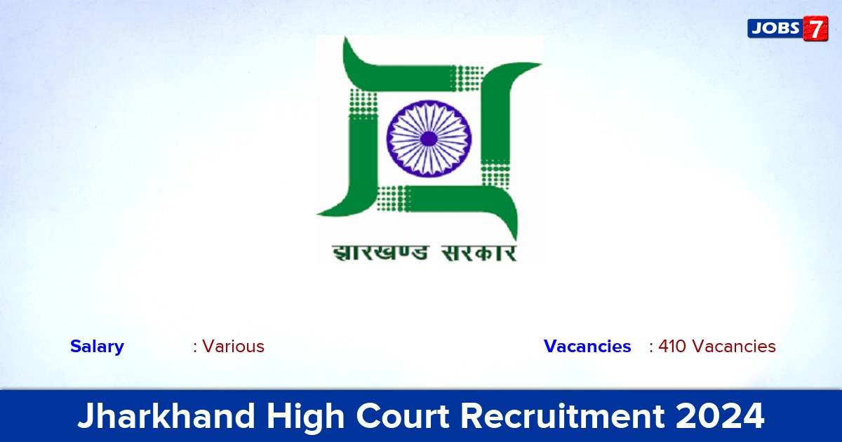 Jharkhand High Court Recruitment 2024 - Apply Online for 410 Clerk Vacancies