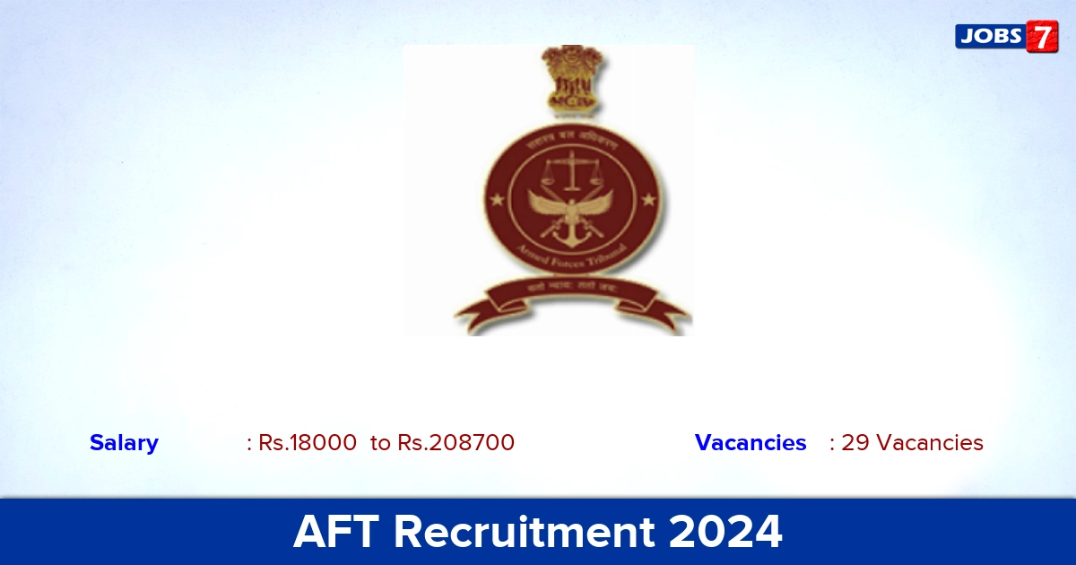 AFT Recruitment 2024 - Apply  for 29 Junior Accountant, Assistant Vacancies