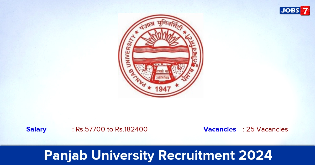Panjab University Recruitment 2024 - Apply Online for 25 Assistant Professor Vacancies