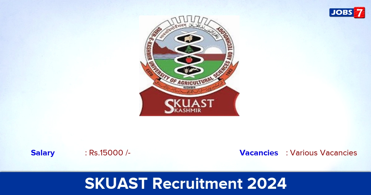 SKUAST Recruitment 2024 - Apply for Office Assistant  Vacancies