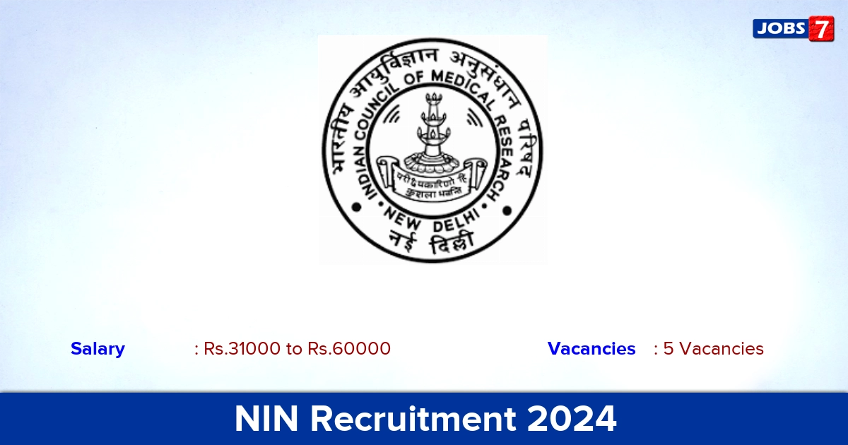 NIN Recruitment 2024 - Apply Online for Junior Medical Officer Jobs