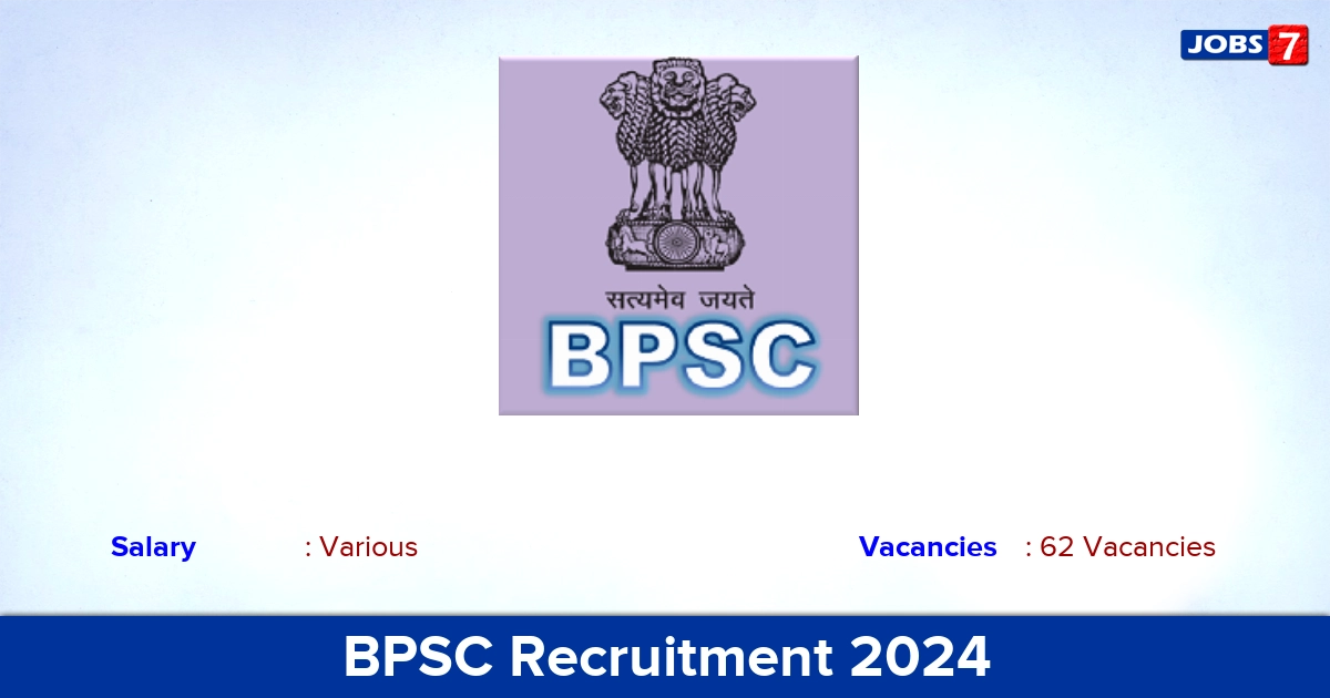 BPSC Recruitment 2024 - Apply Online for 62 Teacher Vacancies