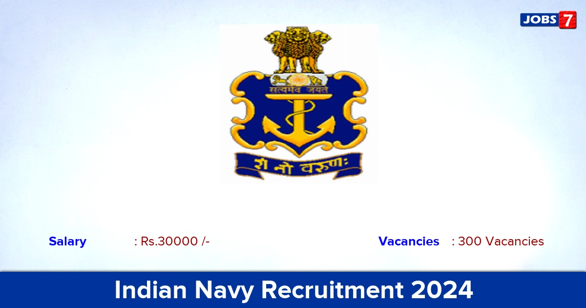 Indian Navy Recruitment 2024 - Apply Online for 300 Agniveer (SSR) Vacancies