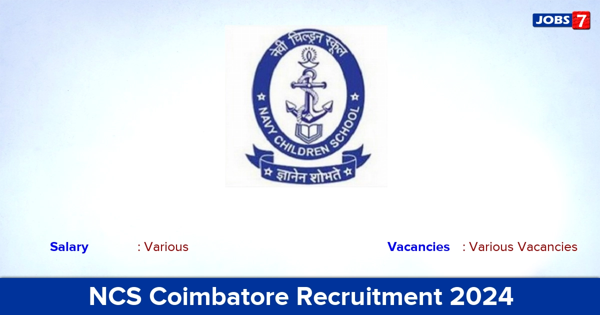 NCS Coimbatore Recruitment 2024 - Apply Online for TGT, Primary Teacher Vacancies