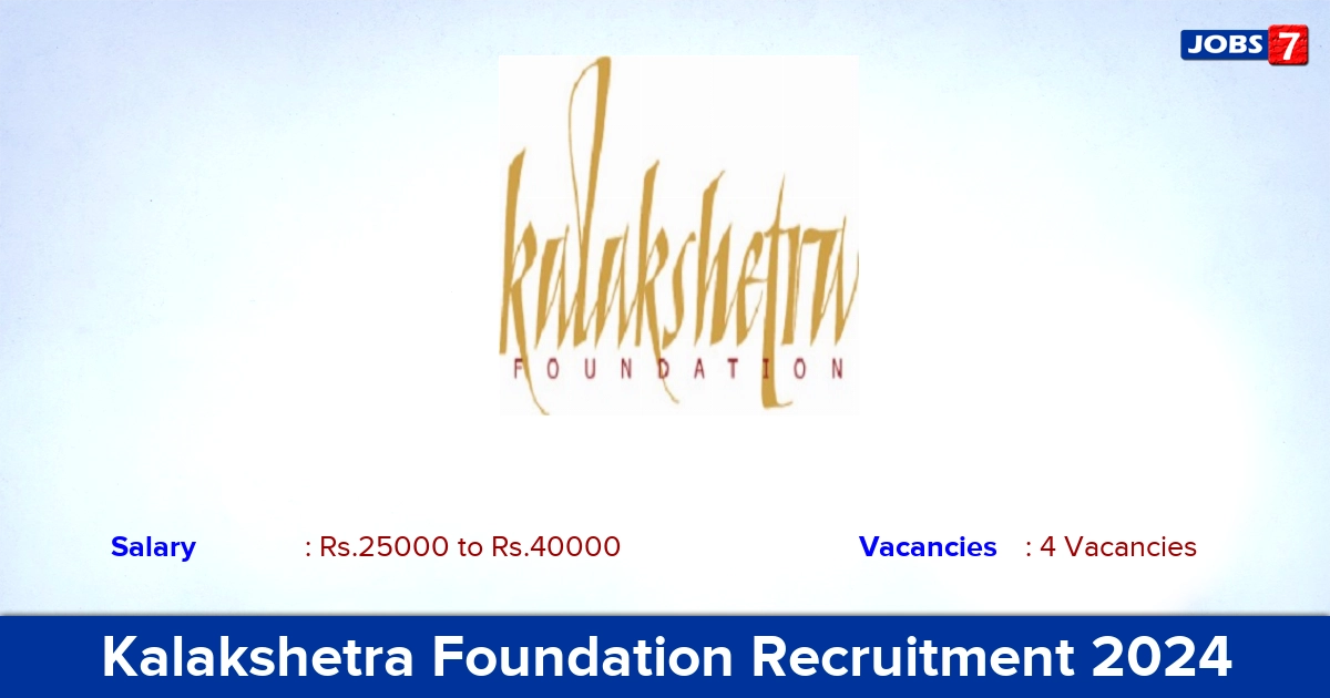 Kalakshetra Foundation Recruitment 2024 - Direct Interview for PGT Jobs