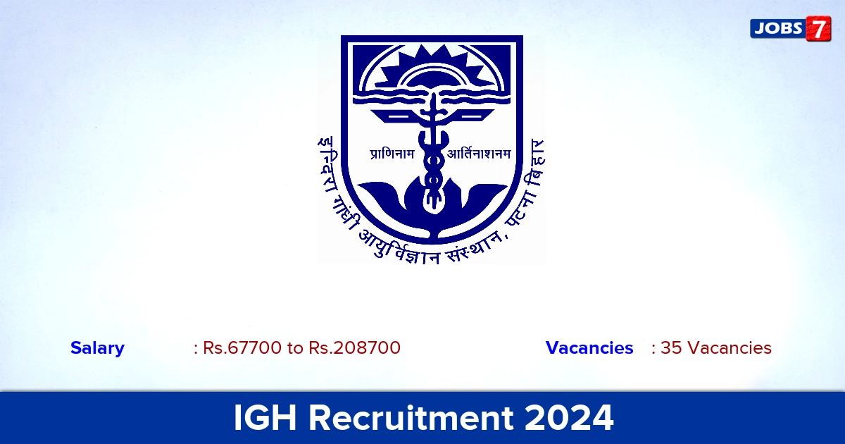 IGH Recruitment 2024 - Direct Interview for 35 Senior Resident Vacancies