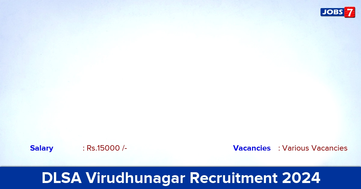 DLSA Virudhunagar Recruitment 2024 - Apply Offline for  PLV vacancies