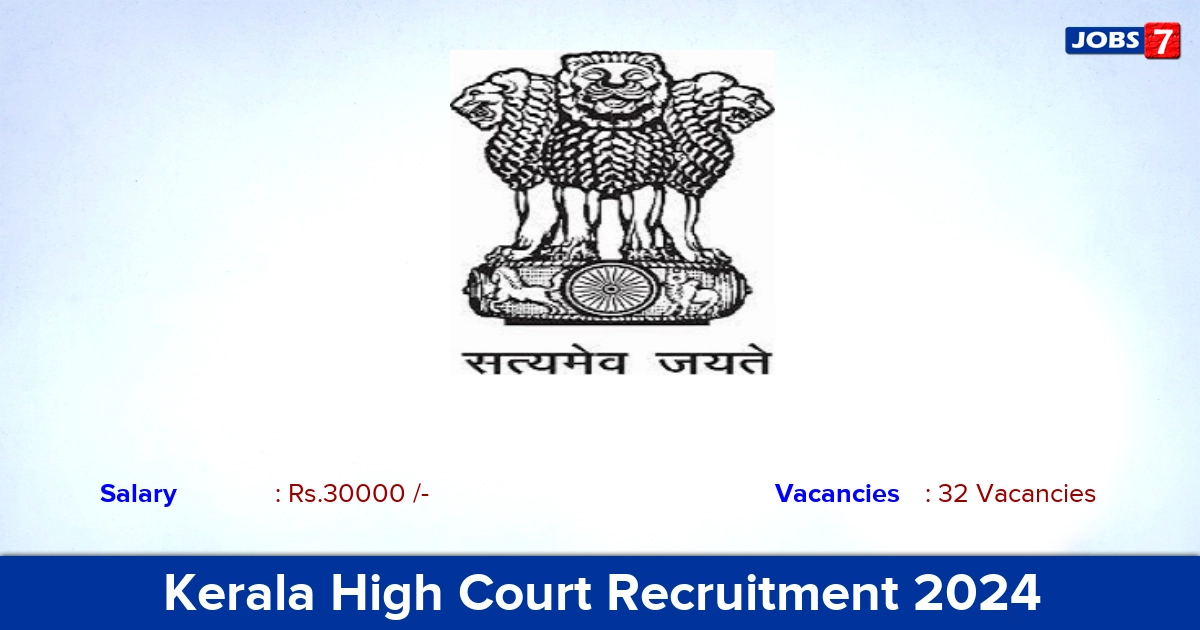 Kerala High Court Recruitment 2024 - Apply Online for 32 Research Assistant Vacancies