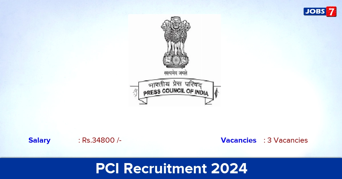 PCI Recruitment 2024 - Apply for Assistant Section Officer Jobs