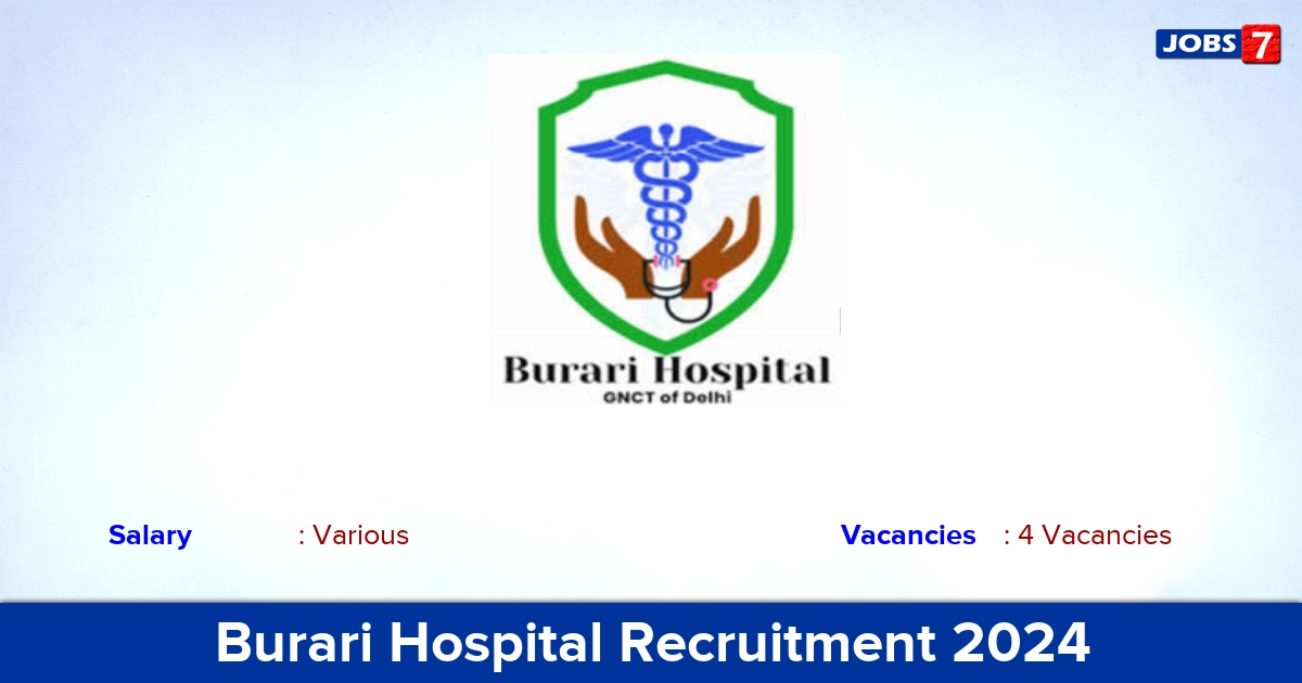 Burari Hospital Recruitment 2024 - Apply for Senior Resident Jobs | Interview Only