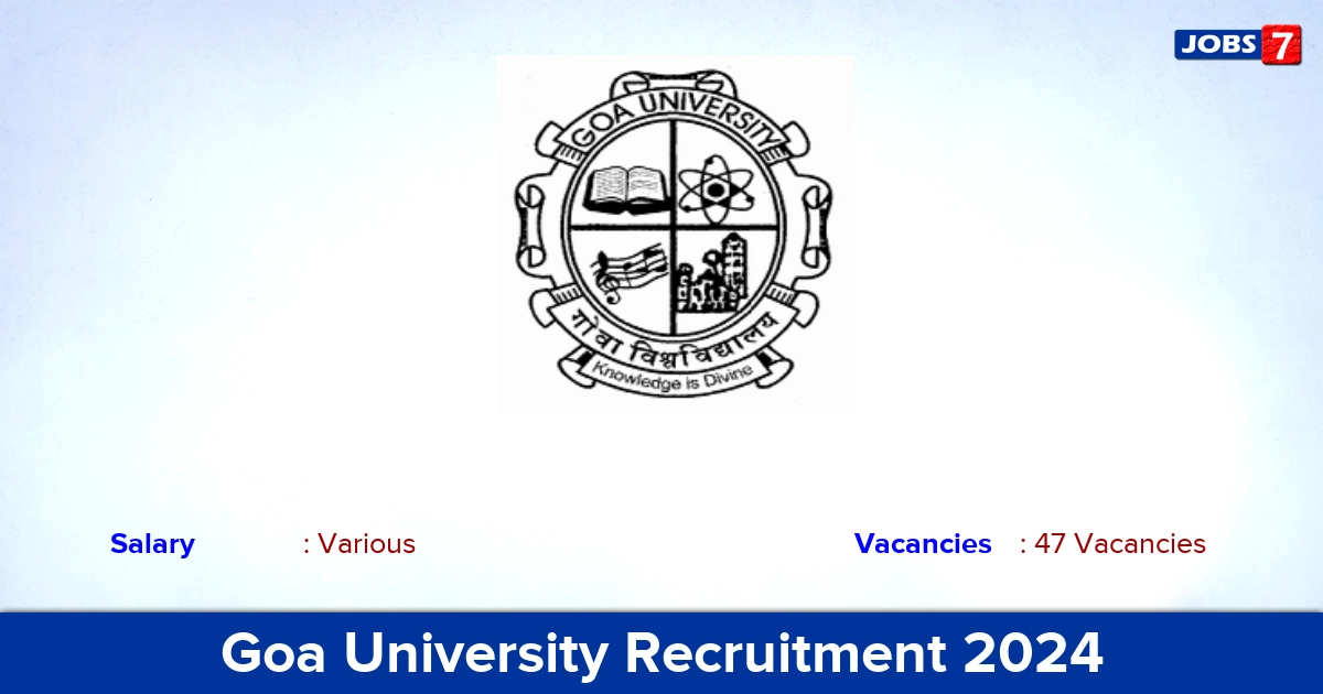 Goa University Recruitment 2024 - Walk In Interview for 47 Assistant Professor Vacancies