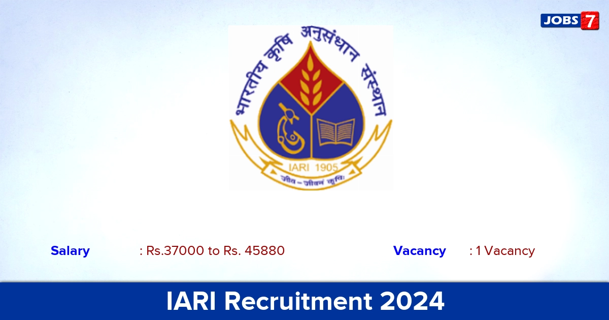 IARI Recruitment 2024 - Apply for JRF Jobs