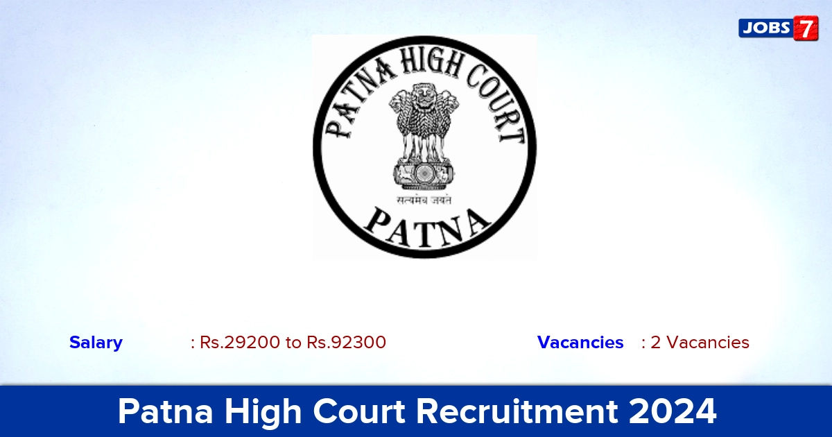 Patna High Court Recruitment 2024 - Apply Online for Foreman Jobs