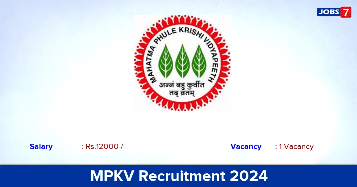 MPKV Recruitment 2024 - Apply Offline for Office Assistant  Jobs