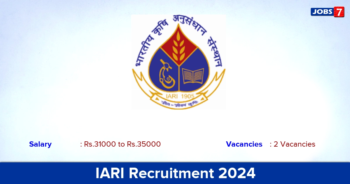 IARI Recruitment 2024 - Apply Online for SRF Jobs