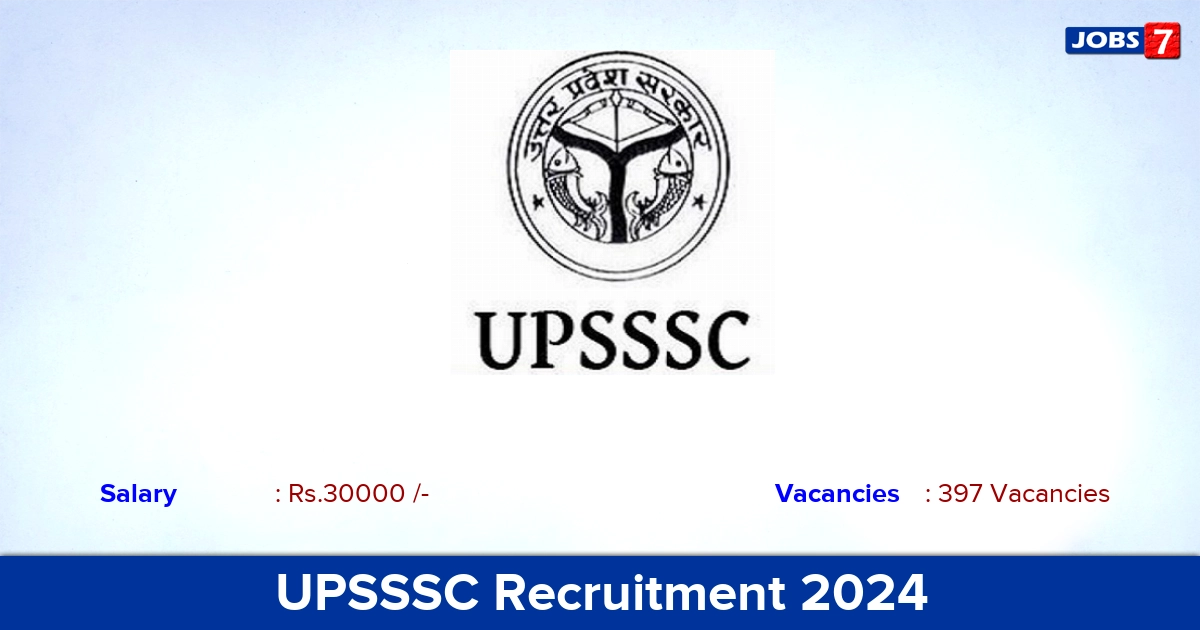 UPSSSC Recruitment 2024 - Apply Online for 397 Pharmacist Vacancies