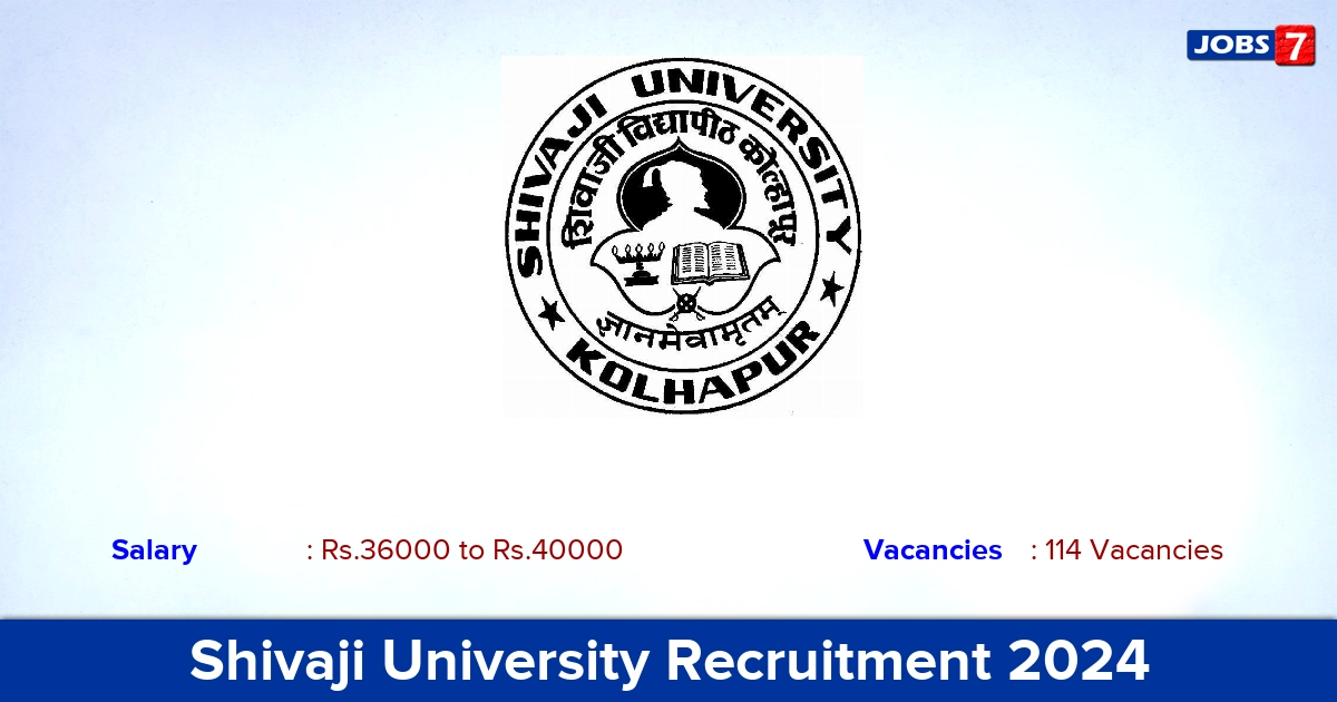 Shivaji University Recruitment 2024 - Apply Online for 114 Assistant Professor Vacancies