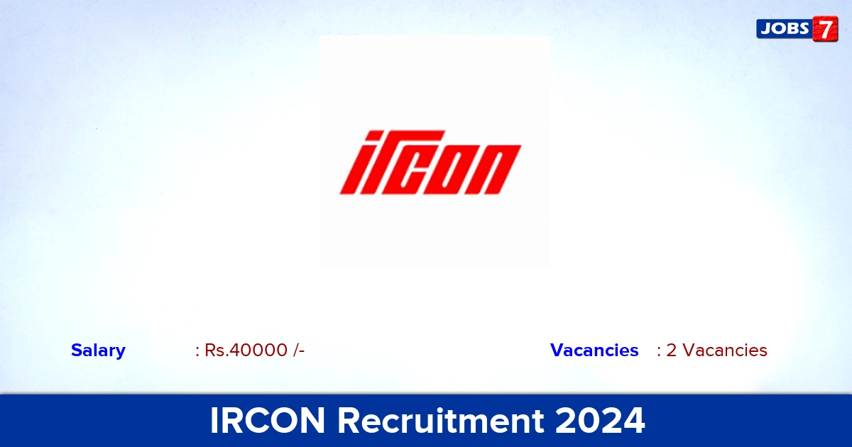 IRCON Recruitment 2024 - Apply for Women Welfare Officer Jobs