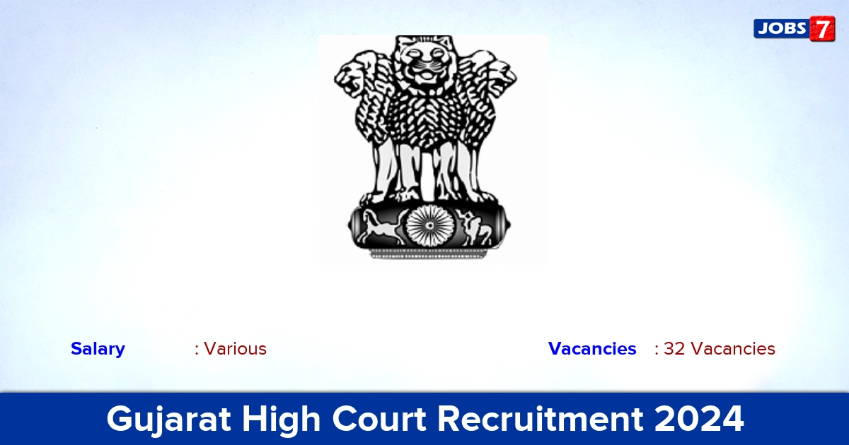 Gujarat High Court Recruitment 2024 - Apply Online for 32 Legal Assistant Vacancies
