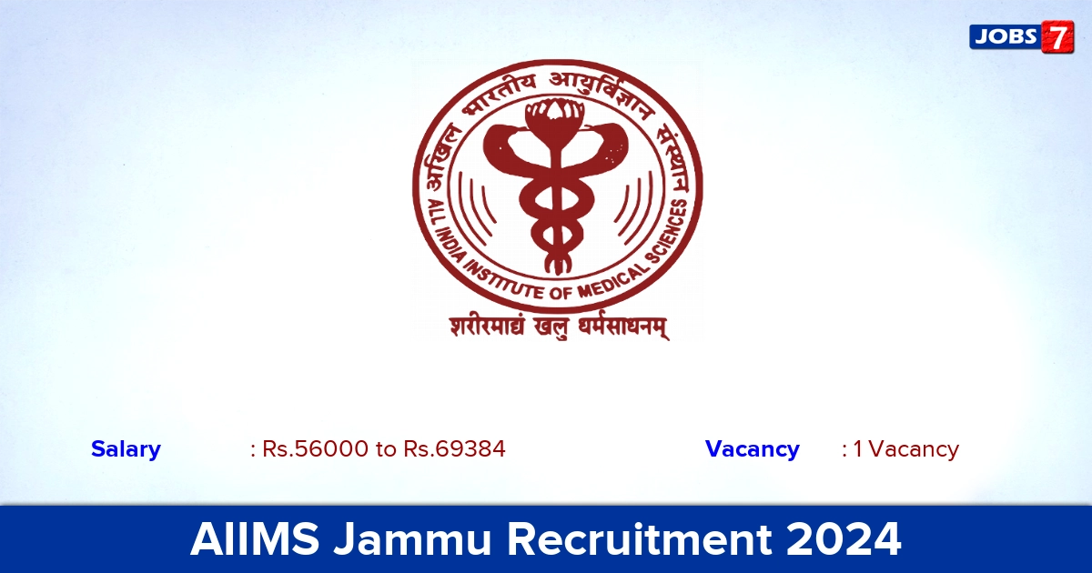 AIIMS Jammu Recruitment 2024 - Apply Online for Project Research Scientist Jobs