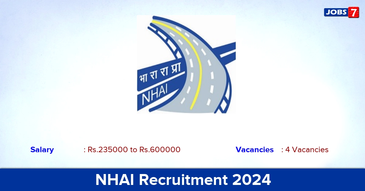 NHAI Recruitment 2024 - Apply Online for Transportation Officer, Engineer, Head, Expert Jobs