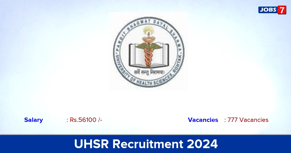 UHSR Recruitment 2024 - Apply Online for 777 Medical Officer vacancies