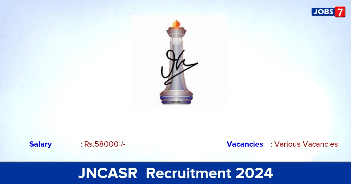 JNCASR  Recruitment 2024 - Apply Online for Research Associate vacancies