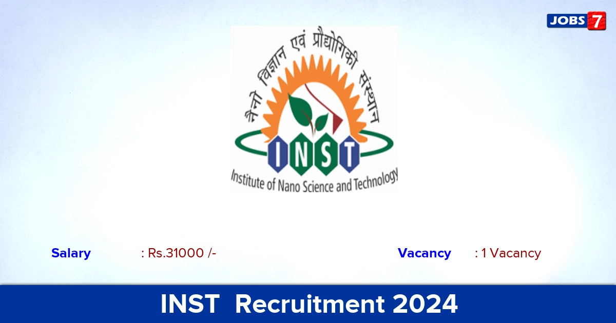 INST  Recruitment 2024 - Apply Online for JRF Jobs