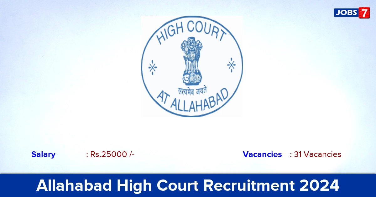 Allahabad High Court Recruitment 2024 - Apply Online for 31 Research Associate vacancies