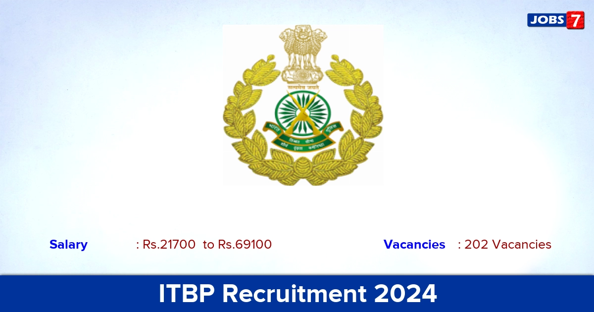 ITBP Recruitment 2024 - Apply Online for 202 Constable vacancies