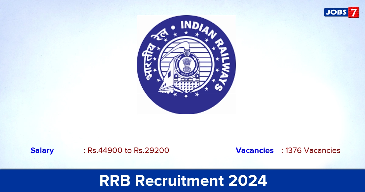 RRB Recruitment 2024 Apply Online for 1376 Nursing Superintendent