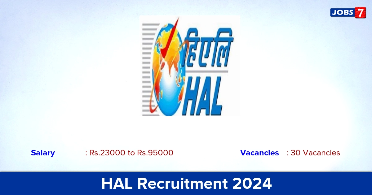 HAL Recruitment 2024 - Apply Online for 30 Operator, Assistant  vacancies