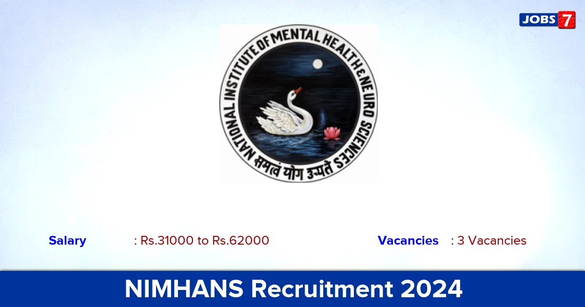 NIMHANS Recruitment 2024 - Walk In Interview for Social Worker, Psychologist Jobs