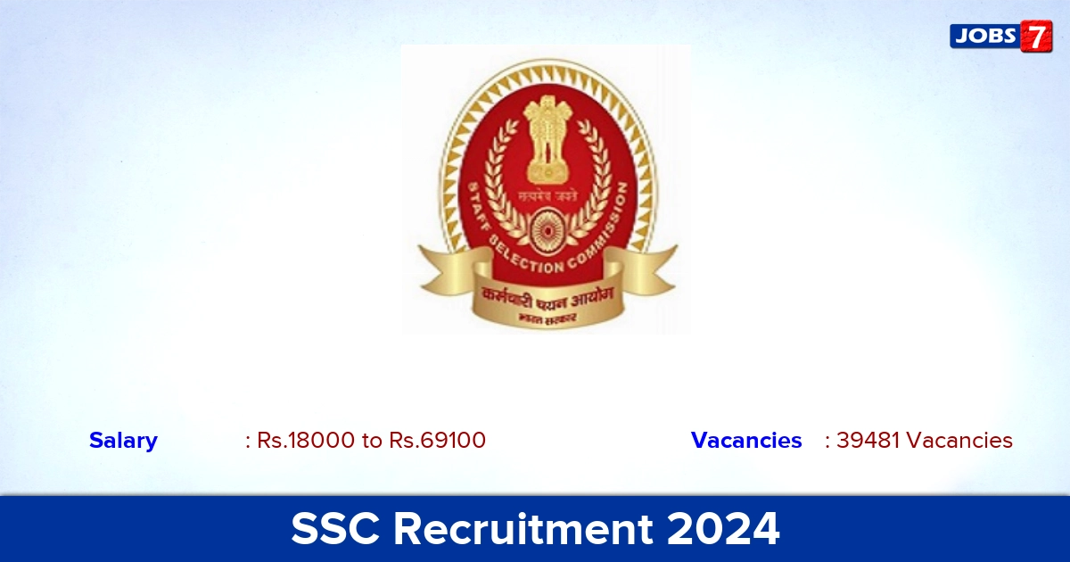 SSC Constable Recruitment 2024 - Apply Online for 39481 Vacancies