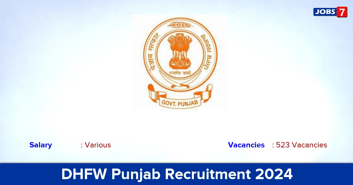 DHFW Punjab Recruitment 2024 - Apply Online for 523 Junior House Surgeon vacancies