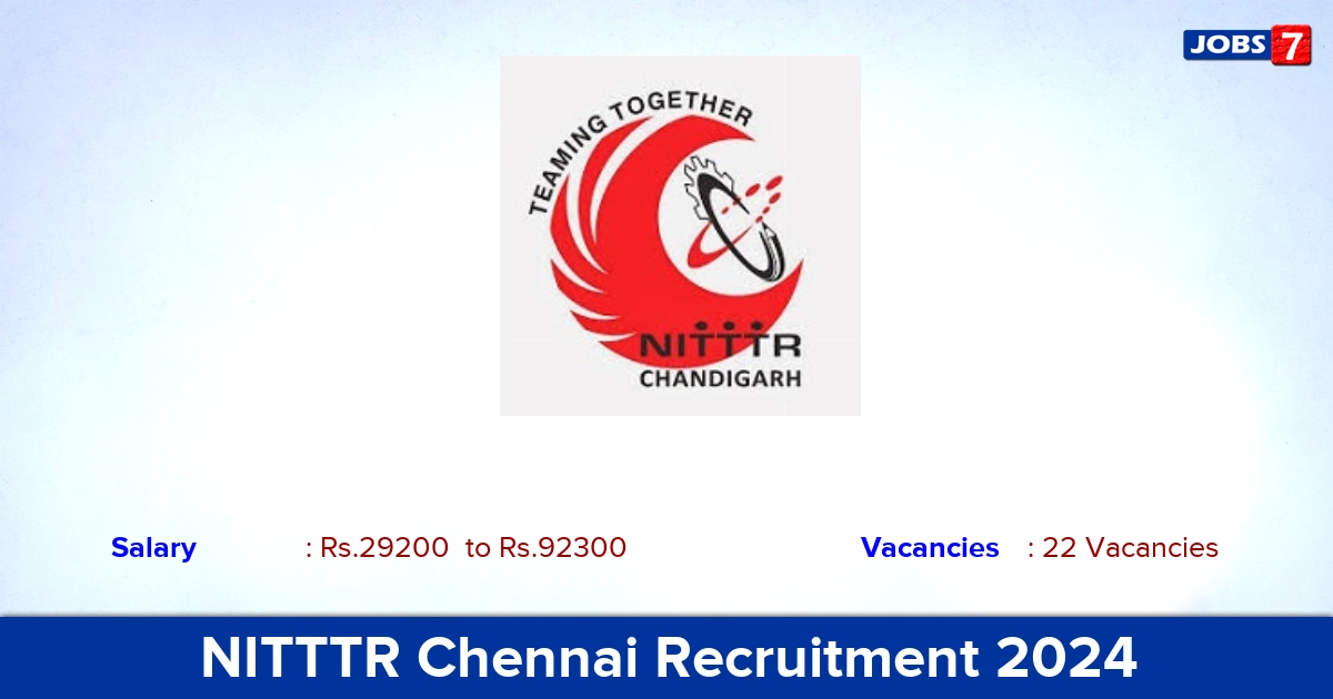 NITTTR Chennai Recruitment 2024 - Apply Online for 22 MTS, Technician vacancies