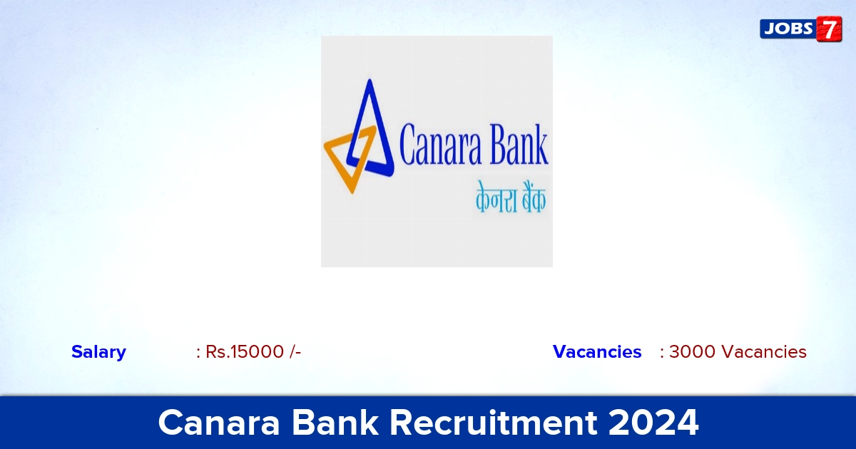 Canara Bank Recruitment 2024 - Apply Online for 3000 Apprentices vacancies