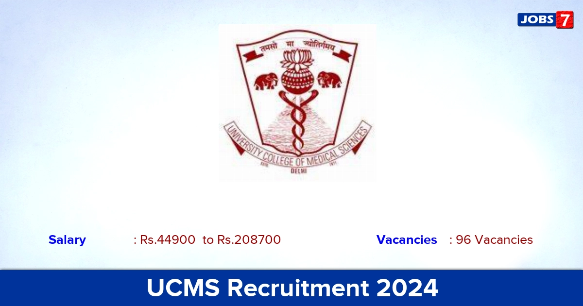 UCMS Recruitment 2024 - Apply Online for 96 Senior Resident vacancies