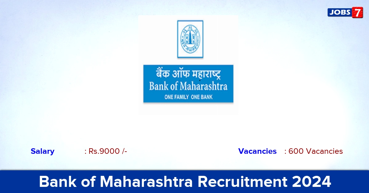 Bank of Maharashtra Recruitment 2024 - Apply Online for 600 Apprentices vacancies