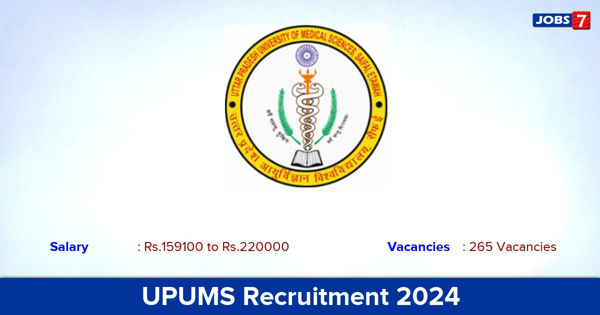 UPUMS Recruitment 2024 - Apply Offline for 265 Faculty vacancies